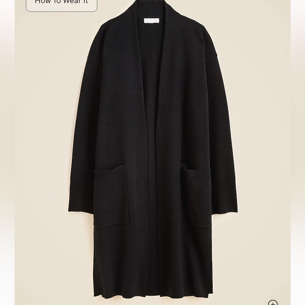 J. Crew Long Sweater Blazer with Side Slits Black Medium - Picture 2 of 5